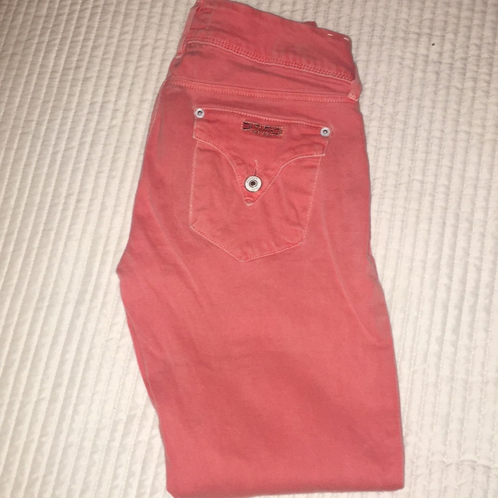 Hudson Cropped Coral Jeans
